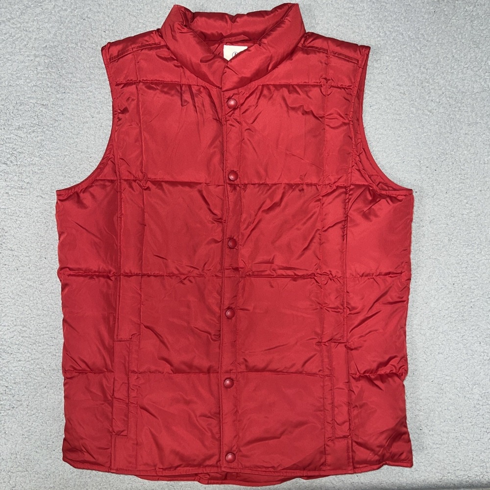 Lands' End Kids Goose Down Puffer Vest Youth‎ Sz XL 18-20 Red Insulated Quilted